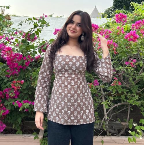 Image of FIRSTRAIN Women Printed Rayon Short Kurti | Soft Breathable Rayon Short Top for Office & Casual Use