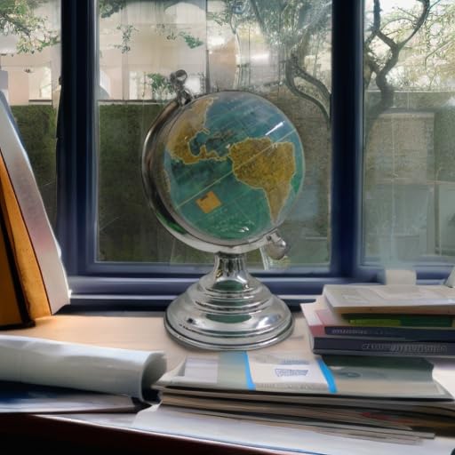 AB Nautical Globe 8 inch (21 cm) Educational/Geographic/Modern Desktop Decoration - Aluminium Arc & Iron Base - for School, Home, and Office (English Map)