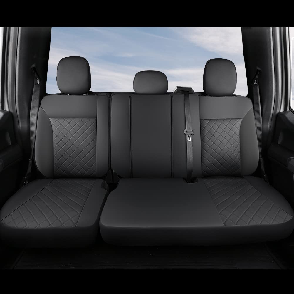 GIANT PANDA Car Seat Covers Full Set Custom Fit 2009 - 2021 Ford F150 and 2017 - 2021 F250 F350 F450 Seat Protectors (Black)