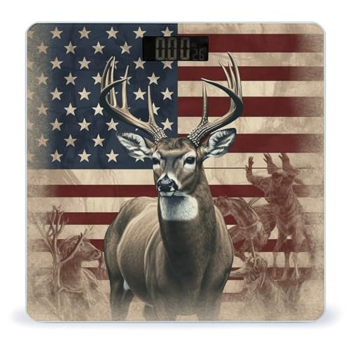 Báscula digital para baño Americana Flag Deer miniatura 1