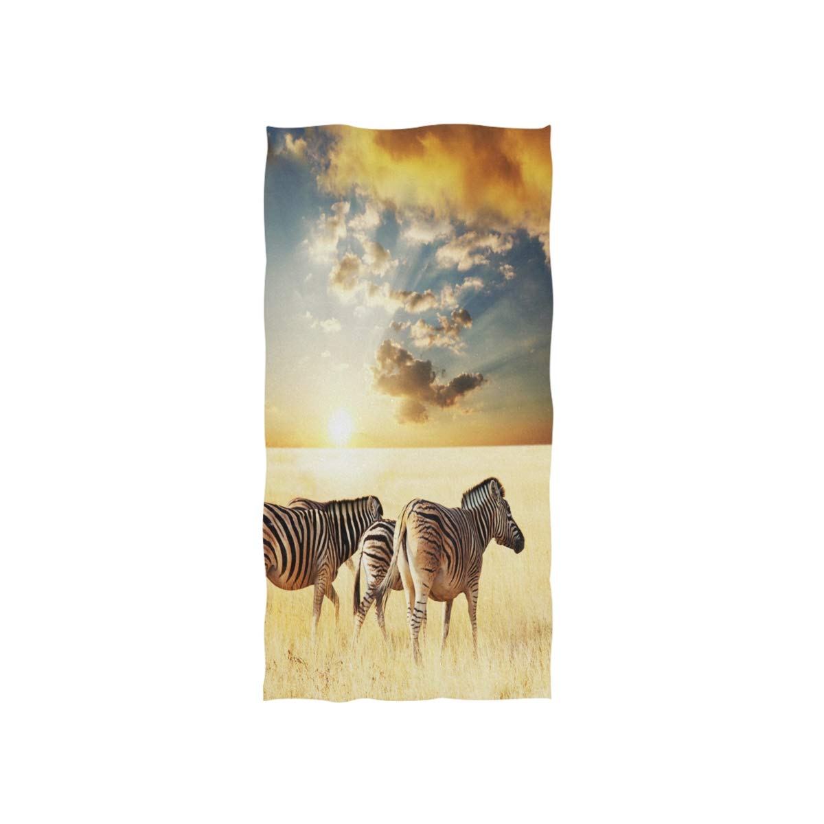 HUYGD Zebra Sunset Landscape Nature Soft Bath Hotel Spa Hand Gym Sport Towel 76 x 38 cm(30 x 15 Inches)