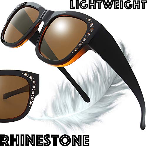 Image of The Fresh High Definition Polarized Wrap Around Shield Sunglasses for Glasses - Leather Eyeglasses Case