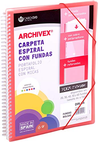 Carchivo Archivex Star 20-Pocket Spiral Binder - Red