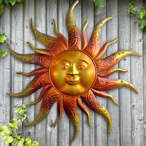 Metal-Sun-Wall-Art-Decor-173-inches-Rustic-Retro-Metal-Sun-Hanging-Decoration-for-Indoor-OutdoorGift-for-Mom-Dad-FriendsGold Metal Sun Wall Art Decor 173 inches Rustic Retro Metal Sun Hanging Decoration for Indoor OutdoorGift for Mom Dad FriendsGold