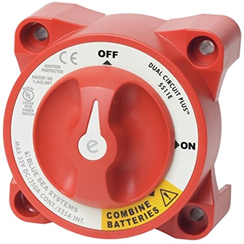 BLUE SEA SYSTEMS E Ser. Batt Sw 2 Ckt on-Off-Both Red [BS-5511E]