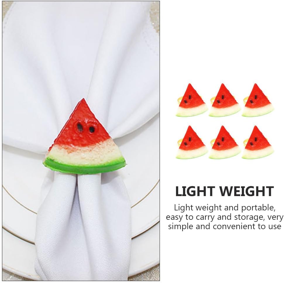 PRETYZOOM Watermelon Napkin Rings Set of 12, Golden Napkin Buckle, Alloy Fruits Napkin Holder, Summer Party Dining Table Decoration