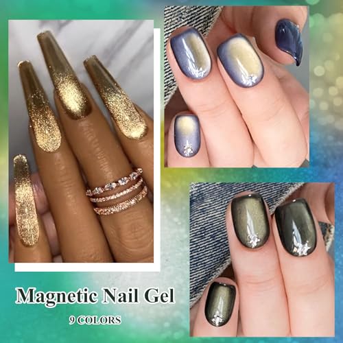 Set de 12 esmaltes gel cat eye nude con imán miniatura 2