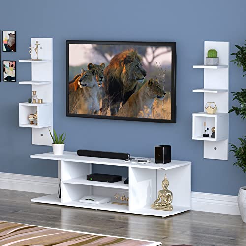 Image of Anikaa Emma Engineered Wood TV Unit /TV Stand /Floor Standing TV Unit /TV Cabinet /TV Entertainment Unit (White) - Ideal for Upto 55 inch(D.I.Y)