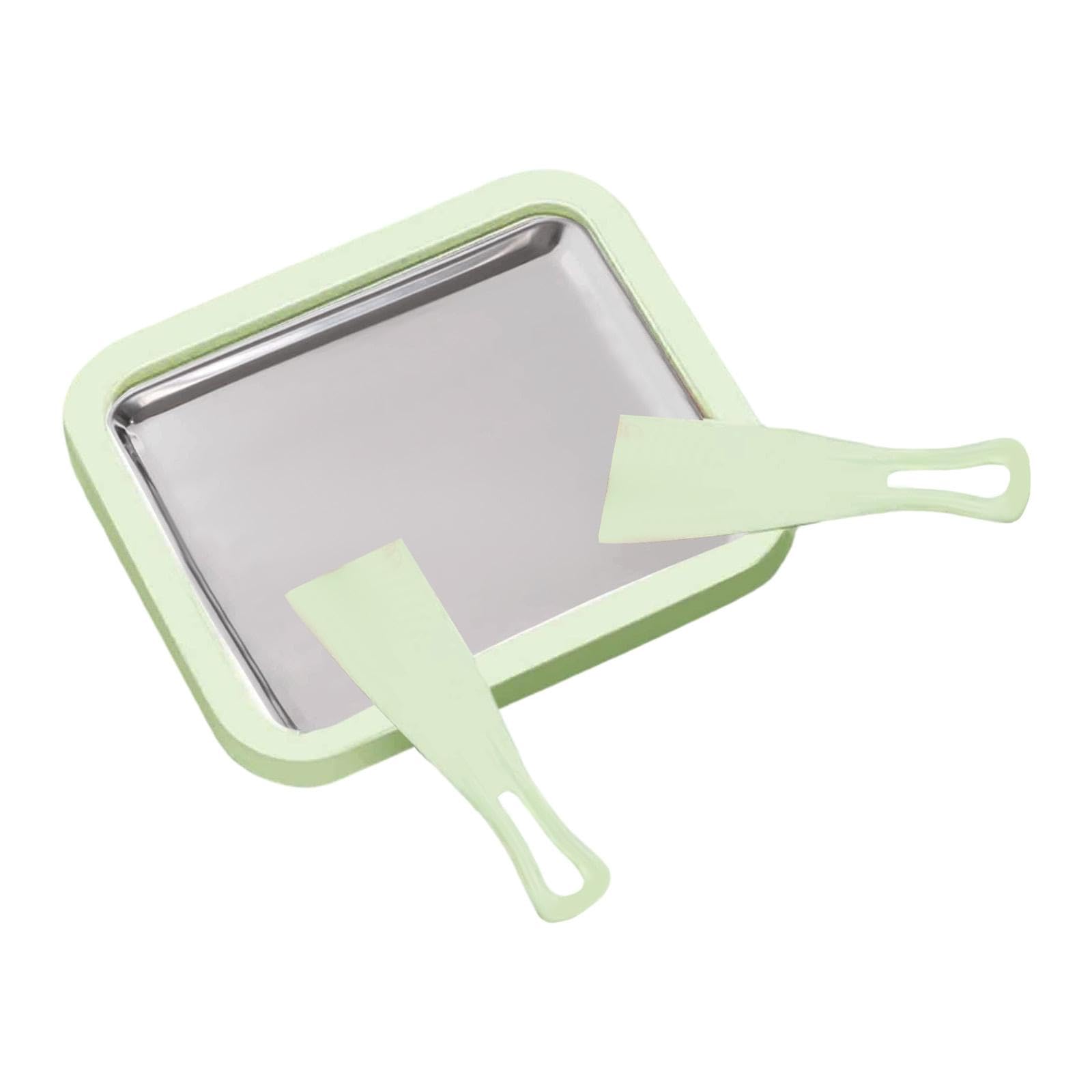 Instant Rolled Ice Cream Maker Pan Stainless Steel Froz | Instant Rolled Ice Cream Maker Pan Stainless Steel Frozen Dessert Tray Green-image-40