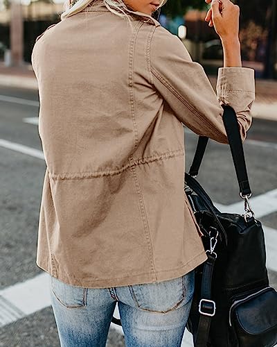 Pepochic Womens Military Jacket Zip Up Snap Buttons Lightweight Utility Anorak Field Safari Coat Outwear3