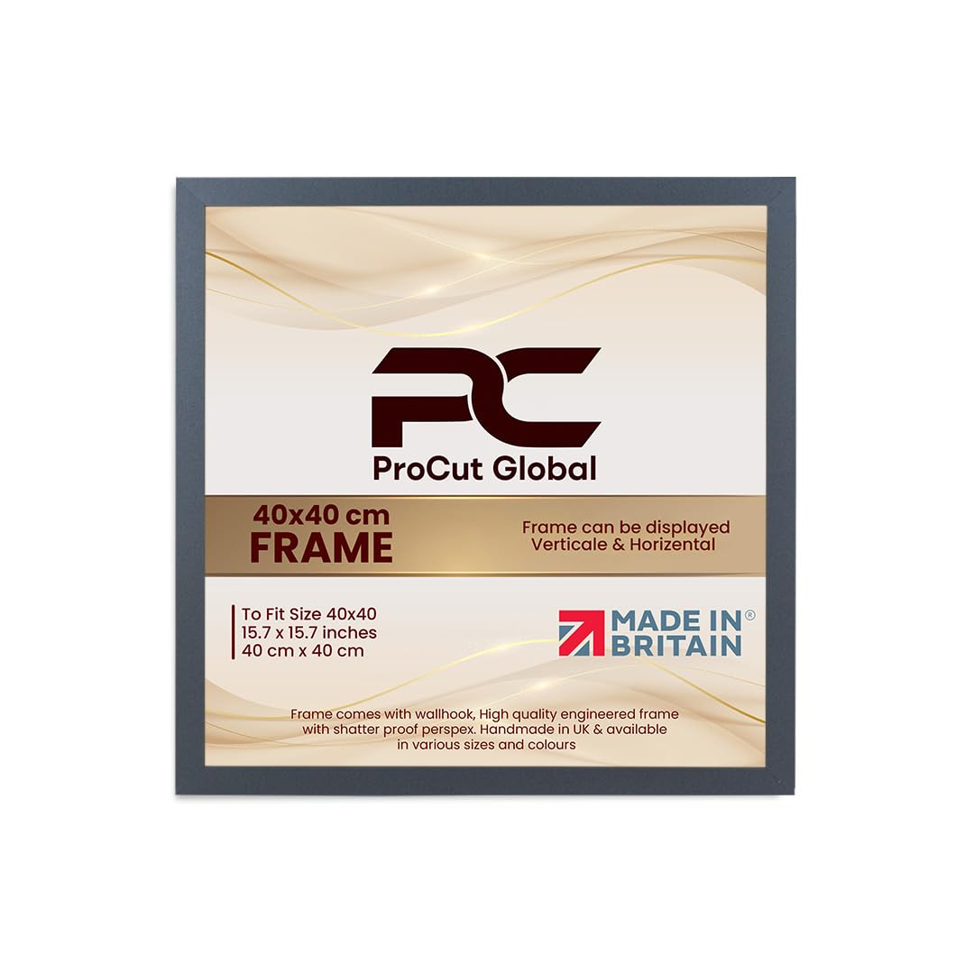 Procut Global 40X40CM Dark Grey Picture Frames – Sleek Wooden Photo Frame with Shatterproof Perspex for Wall or Tabletop – Perfect for Posters, Certificates, Prints–Multiple Sizes & Colors Available — image 1