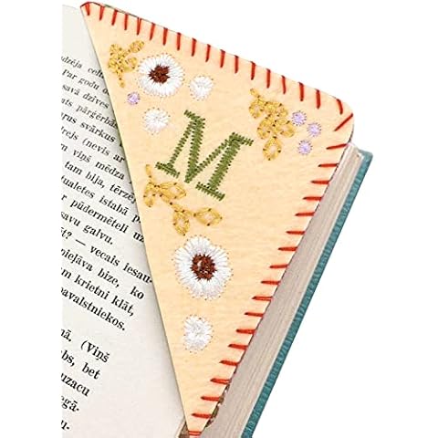 Tolenre Lesezeichen Ecke Handbestickte, Personalisierte handgestickte Eck Lesezeichen, Filz Dreieck Lesezeichen Personalisierte Hand Bestickt Ecke Cover