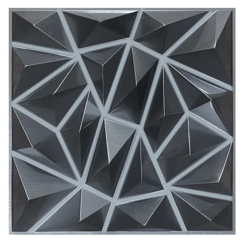 Image of Kayra Decor 3D PVC Wall Panel-Metallic Silver Big Diamond (Size 19.7 inch X 19.7 inch Covers 16.14 Sq.Ft.Pack of 6) PVC Panel for Home Kitchen Studio Saloon Living Room Gaming Room and Office Decor