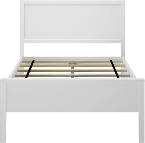 Miniatura 5 de Max & Lily Cama individual, marco de cama individual de madera maciza con cabecera de panel, cama individual para niños con soporte de listones de