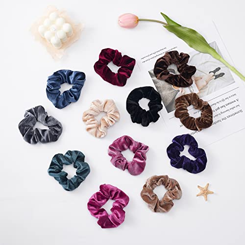 Senllori Scrunchies for Women and Girls Premium Velvet Scrunchy for Hair Cute Colors Elastic Thick Bands - Image 2