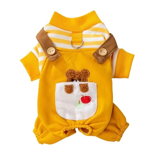 UGYMSIA 春秋スタイル、犬用4本足オーバーオール、中小型犬、テディドッグ、ビションフリーゼ、刺繍入りオーバーオール、ペット服、トラクションループ付き (005#,2XL)