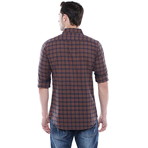 Image of Dennis Lingo Men's Cotton Slim Fit Checkered Casual Shirt