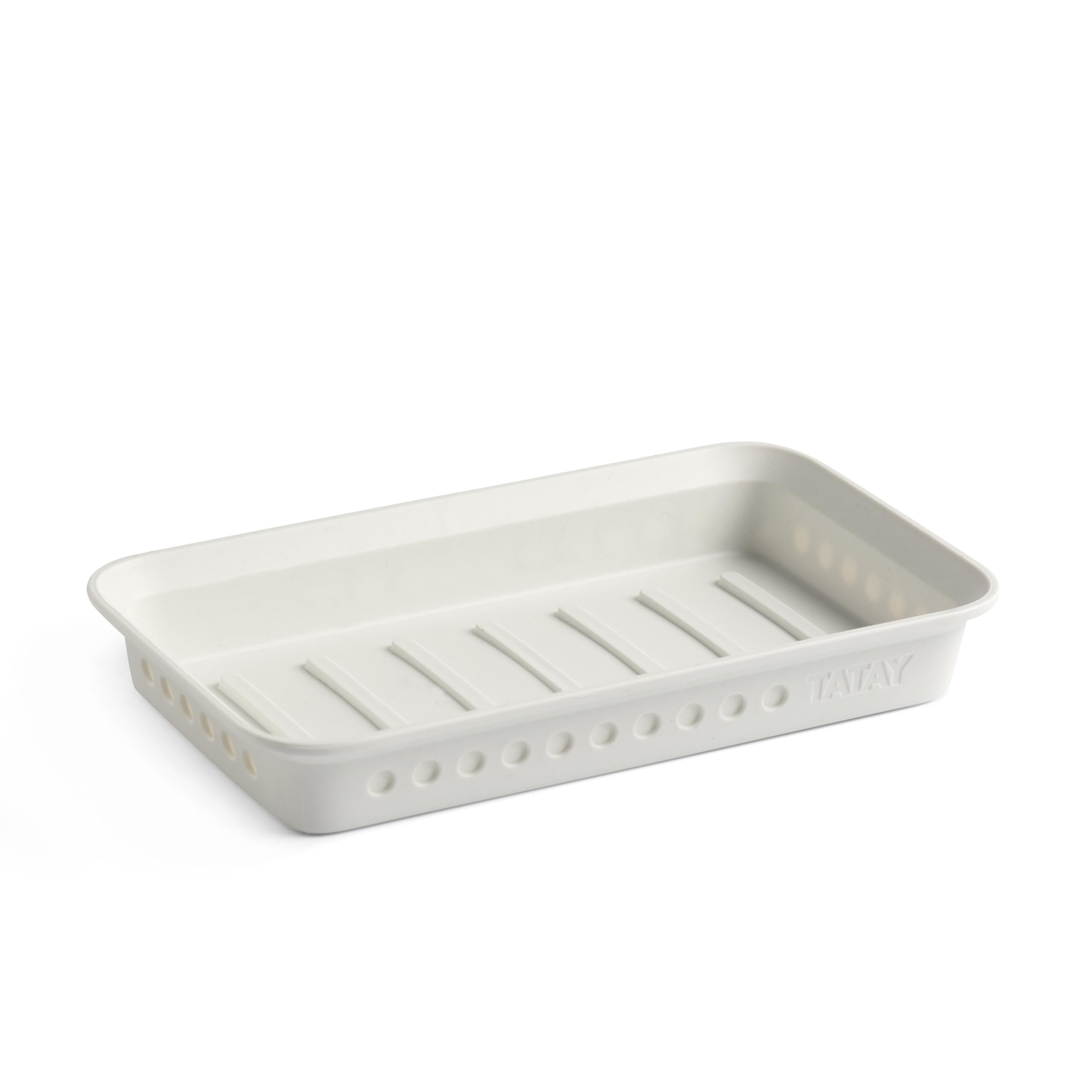 TATAY Bohol Soap Dish for Bathroom, Polypropylene, BPA Free, 100% Recycled Plastic, White. Dimensions: 14 x 8.5 x 2 cm