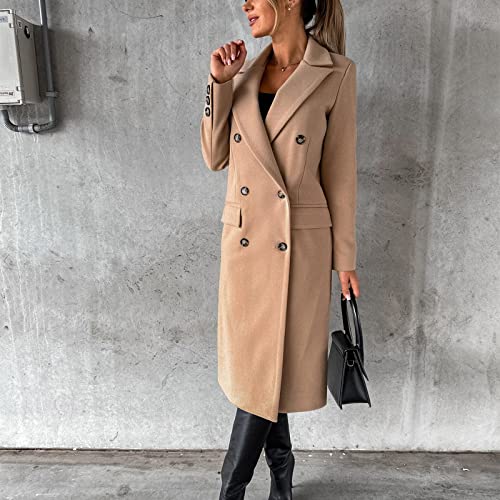 Long Winter Coats for Women Double Breasted Jacket Thicken Peacoat - image 4