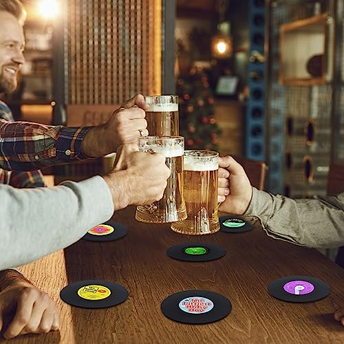 Valdivia Retro Vinyl Record Coasters with Player, Music Coasters Set of 6 for Drinks Bars, Office - Image 3