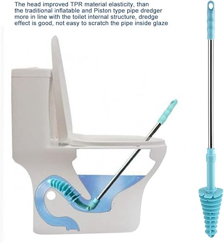 Miniatura 3 de ViaGasaFamido Émbolo flexible para inodoro, draga de inodoro, removedor de obstrucciones para baño, sifón, inodoro con mango ABS, tubo de acero