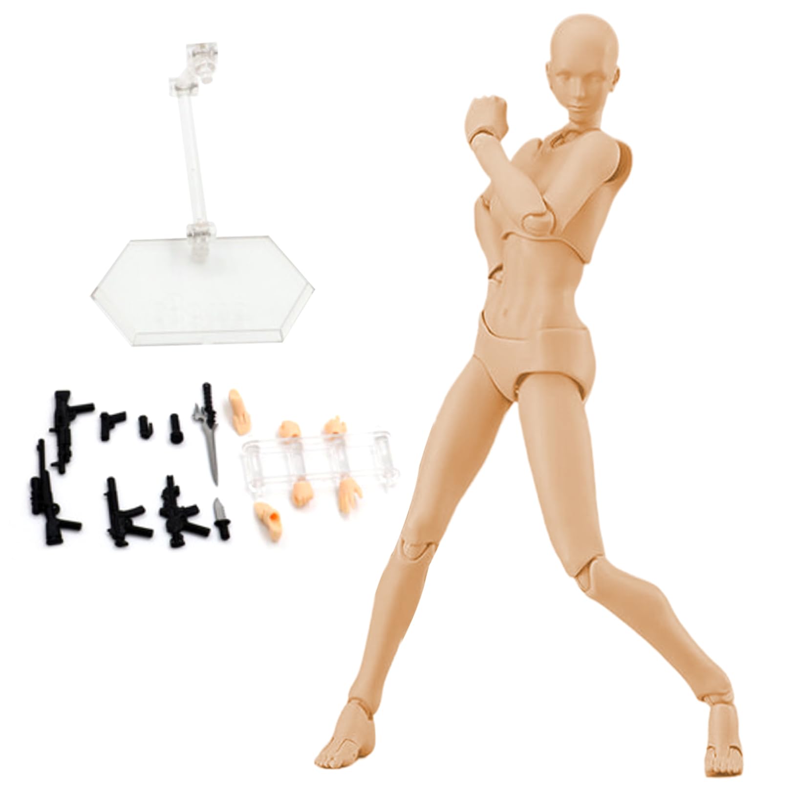 Suxdlan Women's Poseable Action Figure Mannequin Lightweight With Stand Drawing Model For Artists
