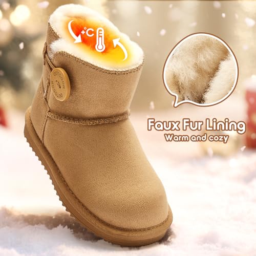 Balabala Kids Snow Boots Girls Warm Winter Boots Faux Fur Suede Boys Snow Boots Water Resistant Mini Boots Casual Boots2