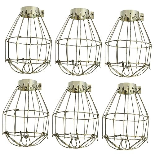 Image of Vintage Light Cage Bulb Guard 6Pcs Industrial Metal Hanging Lamp Covers Protective Pendant Decor for Home Bar Cafe 5.51X3.93X3.93In