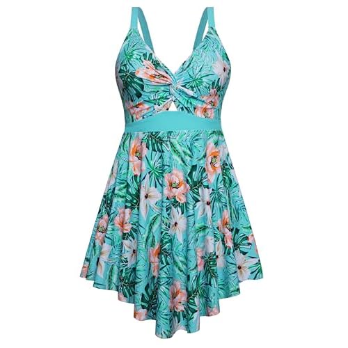 Arolina Plus Size Bathing Suit for Women Swim Dress Tummy Control Swimsuits Two Piece Flowy Tankini with Shorts 24 Plus Flower10