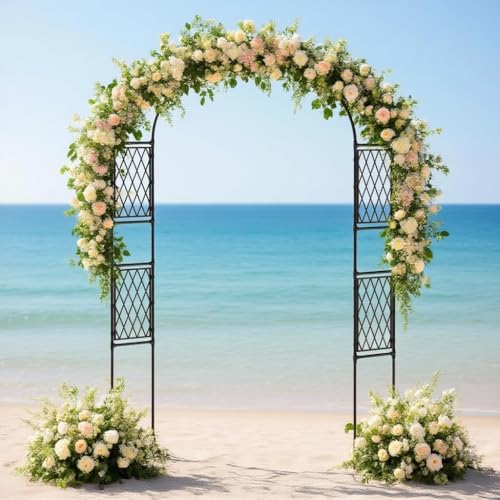 Metal Garden Arbor, 86.6" x 47" Arch Trellis for Climbing Plants, Weather-Resistant Decorative Wedding Archway, Sturdy Iron Frame, Outdoor Black Garden Arch for Patio, Lawn, Pathway, Event Party Back by Garvee - Used condition - Image 5