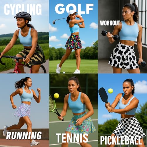 Womens Tennis Skirt Athletic Skirts with Pockets Shorts High Waisted Golf Skort for Workout Pickleball3