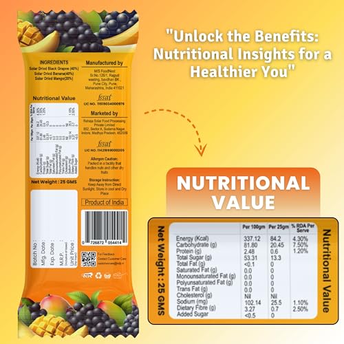 Image of BAREFRUIT 100% Mix Fruit Bar | Healthy Breakfast Diet Energy Snacking Bar For Kids & Adults | Plant Based Protein & Fibre - Rich In Vitamin A, C | No Added Sugar, Zero Preservatives | Pack of 6 (150g)