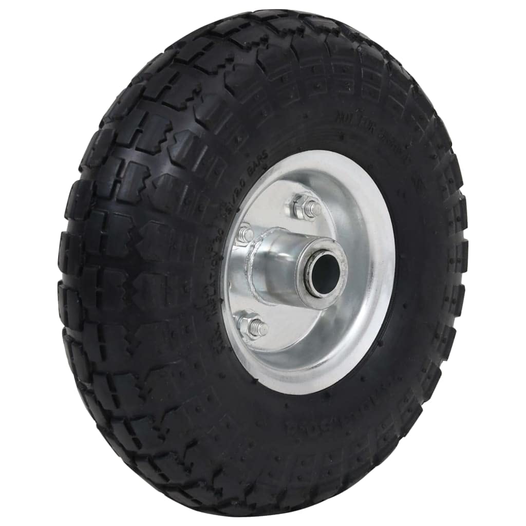 Sackkarrenräder 2 Stk. 260 x 83 mm Gummi 4,10 3,50-4, Metallfelge, pannensicher, 100 kg je Rad, für Sackkarren Handkarren Rollwagen Transportwagen Werkstatt Lager Garage