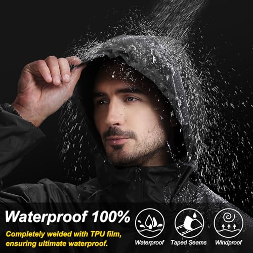 Men's Packable Rain Jacket Waterproof Outdoor Classic Lightweight Raincoat Hooded Windbreaker2
