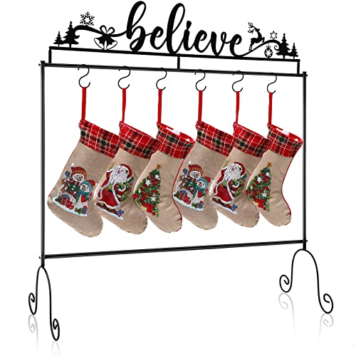 Hotop Metal Stand Christmas Stocking Holder Believe Standing Hangers Black Floor Reindeer Tree For Santa, 35.43 X 33.46 X 11.81 In #TOP7