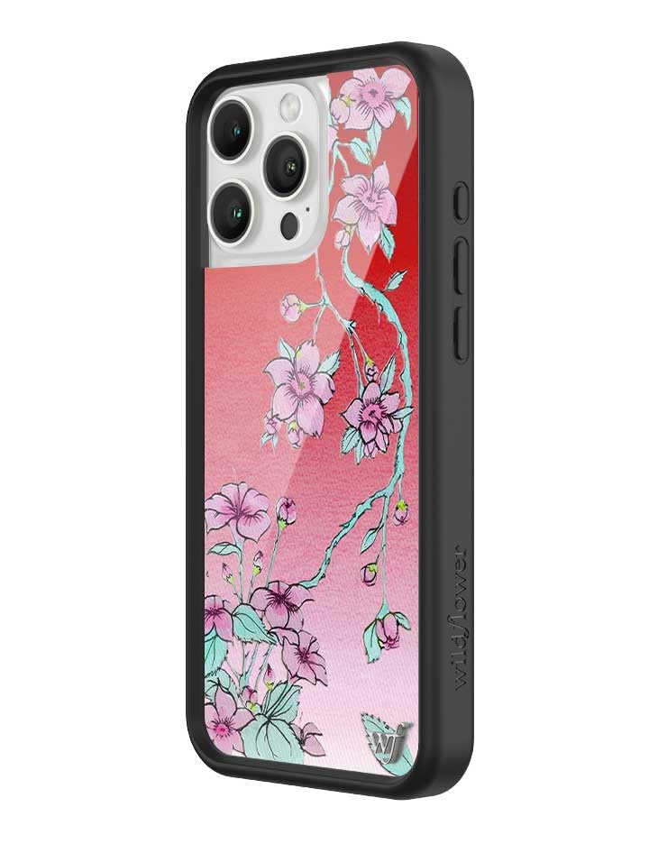 Image of Wildflower Cases - Compatible with iPhone 16 Pro Max| Protective Black Bumper, 6.5ft Drop Test Certified, Women Owned Small Business | Trendy Red Purple Floral Blue Vines | Serena Floral