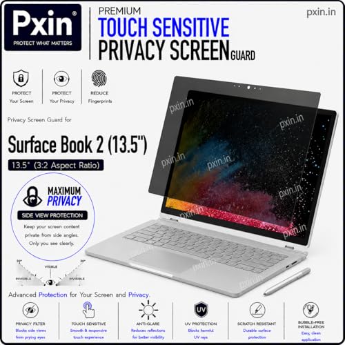 Image of Pxin Aura | Compatible with Microsoft Surface Book 2 13.5 Inch | Touch Sensitive Privacy Screen | Anti Blue | Anti Glare | UltraThin for Hyper Touch | Anti UV | Privacy Filter