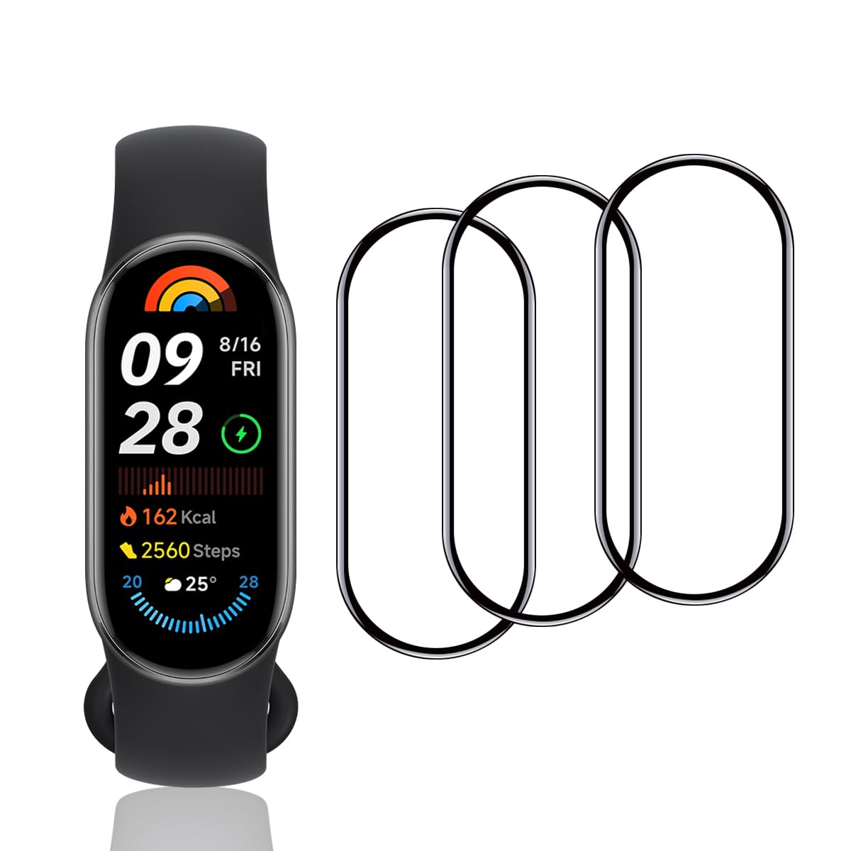 用 Xiaomi Smart Band 9 フィルム 3枚 PET複合材 炭素繊維 3D曲面 カバー 対応 Xiaomi Mi band 9 保護フィルム 高透過率 3D全面保護 キズ防止 飛散防止 高感度タッチ 耐衝撃 指紋・汚れ防止 ゼロ気泡 簡単貼り付け