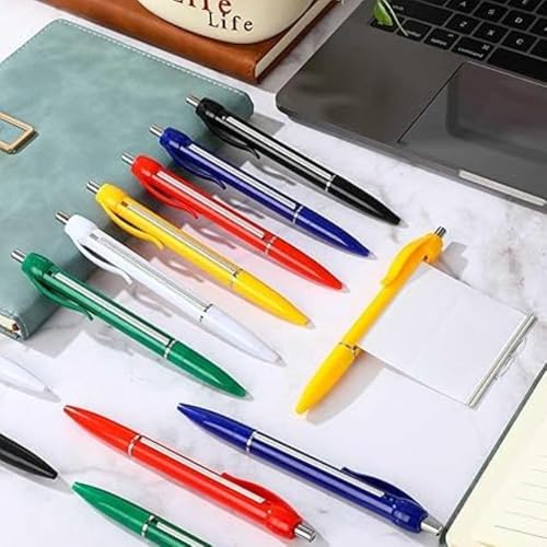 Image of Pen with Paper | Retractable Pullout Banner Pen | Ballpoint Pen with Built-In Paper Scroll for Notes | Stationery Supplies for School, Office, and Projects (Pack of 2, Multicolor)