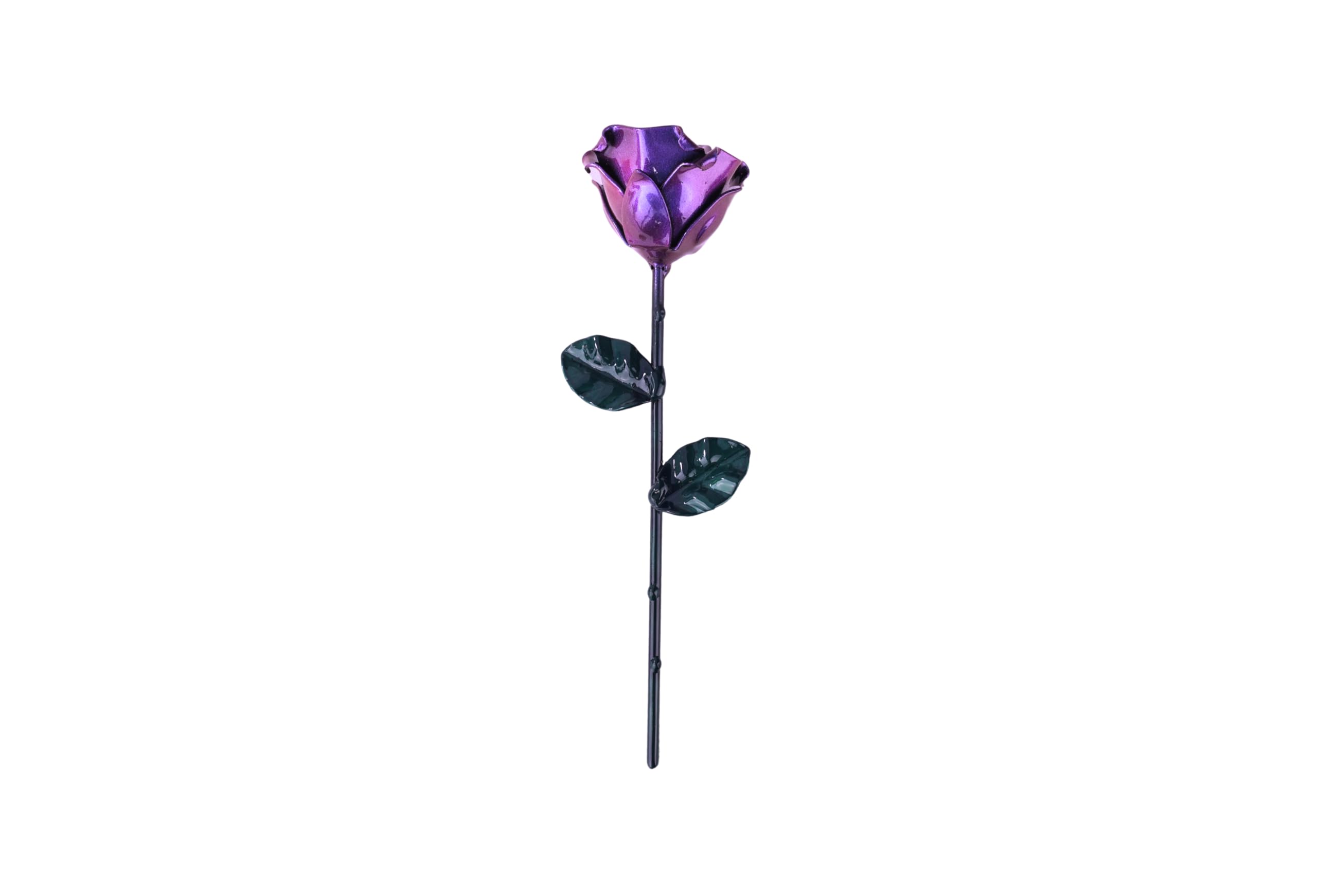 Forging Art Bcn® Hand Forged Eternal Wrought Iron Rose (Purple/Green)