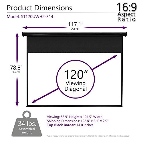 Elite Screens Starling 2, 120-Inch 16:9 With 14" Drop, Electric Motorized Auto Hd Projection Projector Screen, St120Uwh2-E14 #TOP4