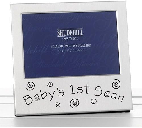Shudehill Baby's 1st Scan Photo Frame Picture Ultrasound 77216 | Ideal for Baby Showers New Mums and Parents | Polished Satin Silver