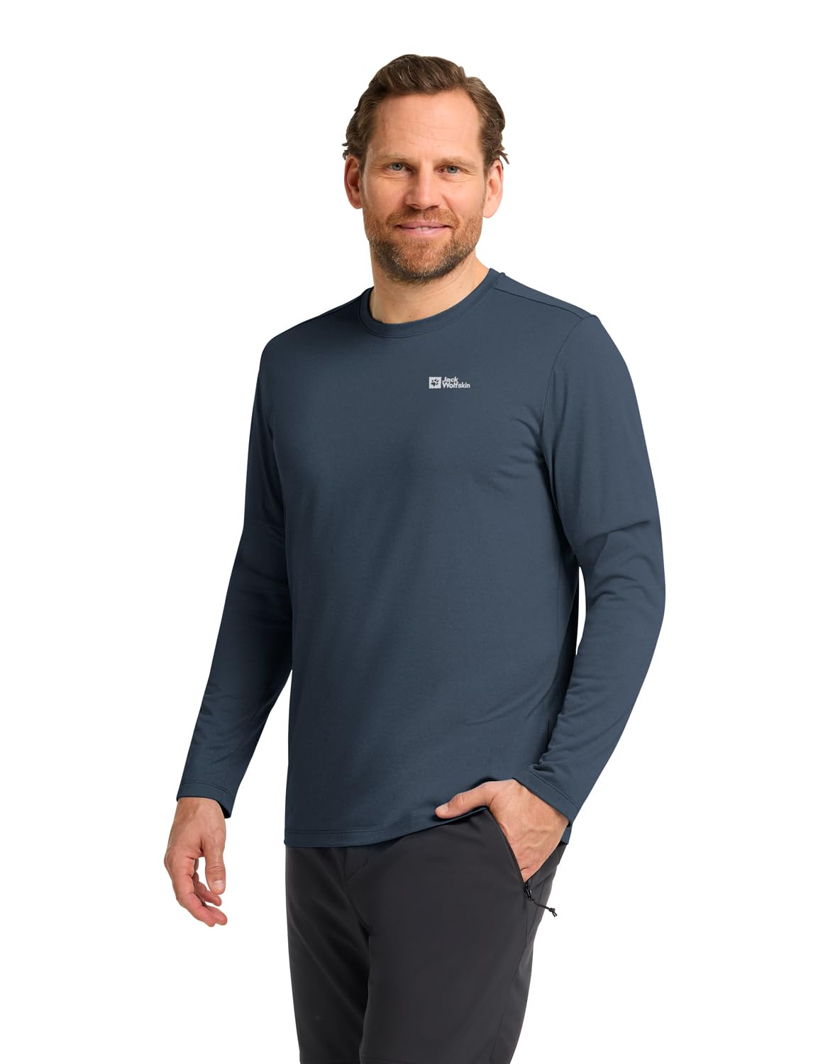 Jack Wolfskin Men's Thermal L/S M Hiking Shirt, Midnight Sky, L
