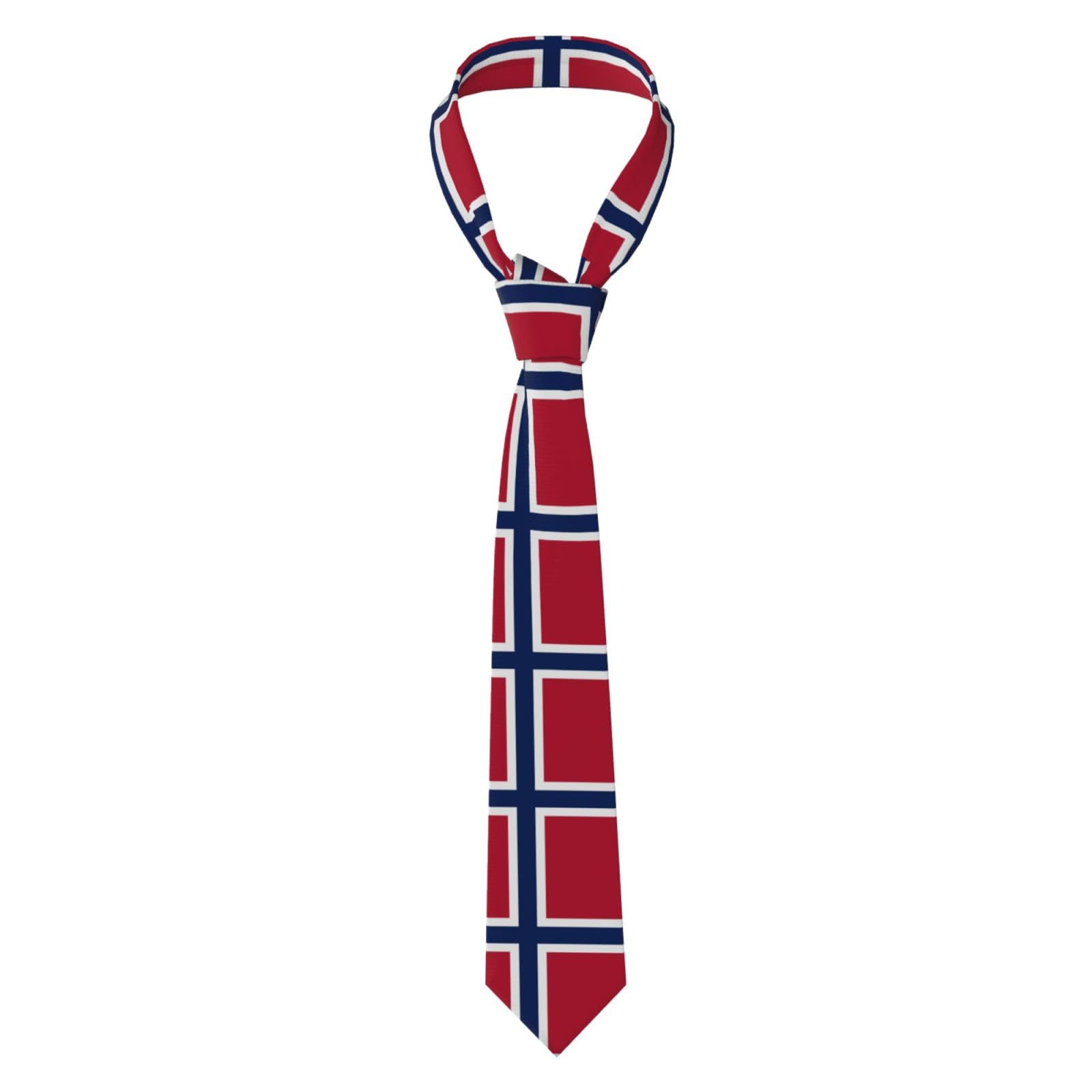 FAQRTIV Men'S Ties Norwegian Flag Bow Necktie Unisex Satin Printed Thin Ties For Business, Weddings, Proms, Parties, Graduation