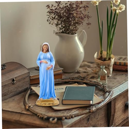 Estatua Virgen María Embarazada 21.3x8.2x8.2 cm Resina miniatura 3