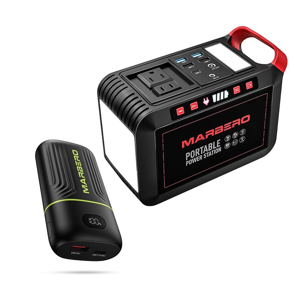 MARBERO 148Wh Portable Power Station Portable Charger 10000mAh Power Bank Compatible with iPhone Samsung for Emergency Camping RV