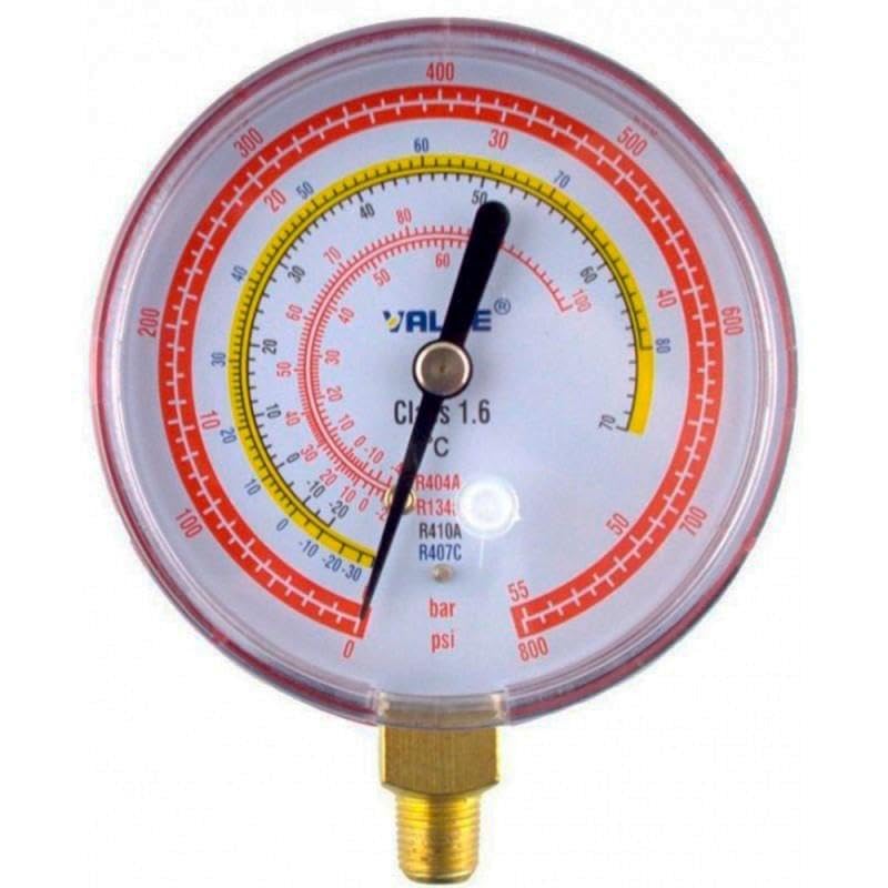REPORSHOP - Manometro Alta Presion 70mm Rosca 1/8 R22, R404A, R407C, R134A Sin Puente