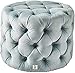 Aksamitna Okrągła Otomana Home Button-Tufted Footrest Stołek Ławka Wygodna Do Salonu/pokoju Gościnnego/sypialni,Niebieski,Super