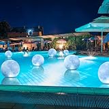 6 Pack Full Moon Floating Pool Lights Solar Powered - 14 inch Pool Lights That Float, Inflatable Wat