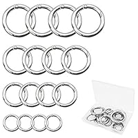 QUMENEY 16 STÜCKE Zinklegierung Runde Karabiner, Frühling Snap, Rund Karabinerringe Schlüsselanhänger (Silber)